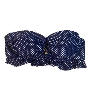 Xhilaration Blue Polka Dot Sttrapless Ruffled Swimwear Bikini Top Women Sz M